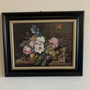Framed Floral Still Life Wall Art - Black & Gold Frame